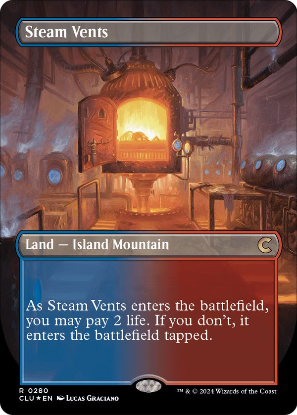 Steam Vents (Borderless) (CLU-280) - Ravnica: Clue Edition Foil