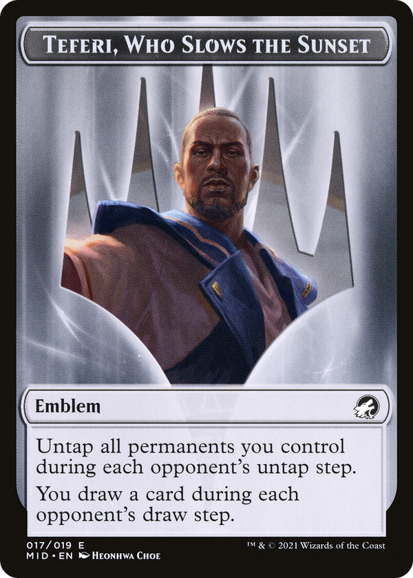 Teferi, Who Slows the Sunset Emblem (TMID-017) - Innistrad: Midnight Hunt Tokens