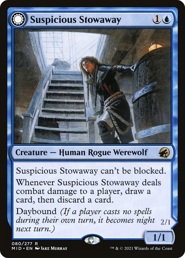Suspicious Stowaway (MID-080) - Innistrad: Midnight Hunt: (Double Faced Transform)