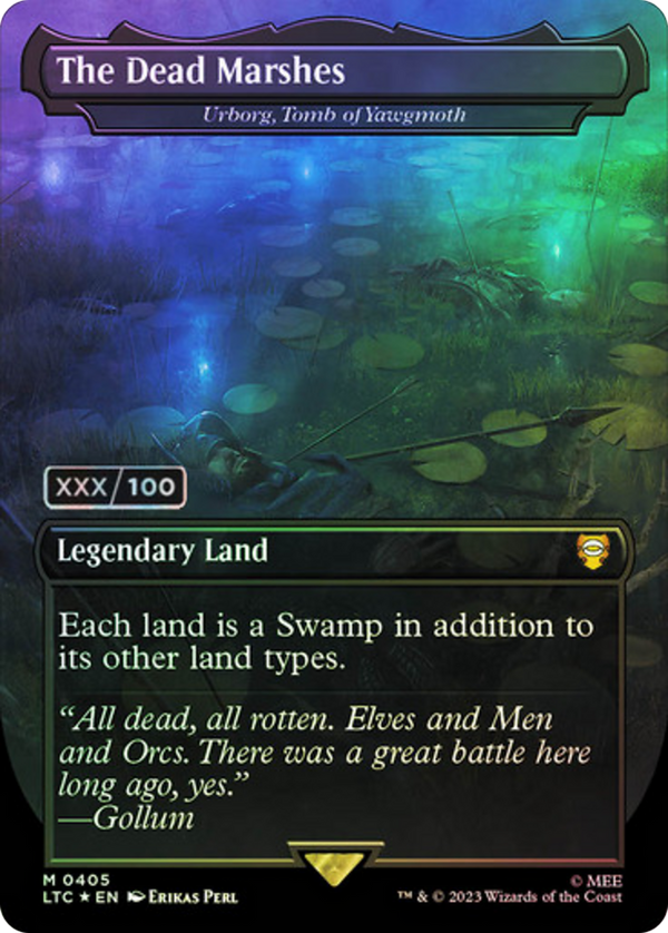 The Dead Marshes - Urborg, Tomb of Yawgmoth (Serial Numbered) (LTC-405) - Tales of Middle-earth Commander / The Dead Marshes (Borderless) Foil