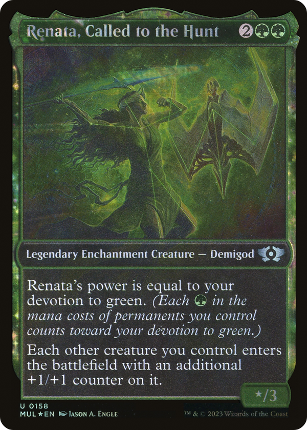 Renata, Called to the Hunt (Halo Foil) (MUL-158) - Multiverse Legends: (Showcase, enchantment) Foil
