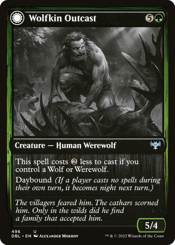 Wolfkin Outcast (DBL-496) - Innistrad: Double Feature: (Double Faced Transform) Foil