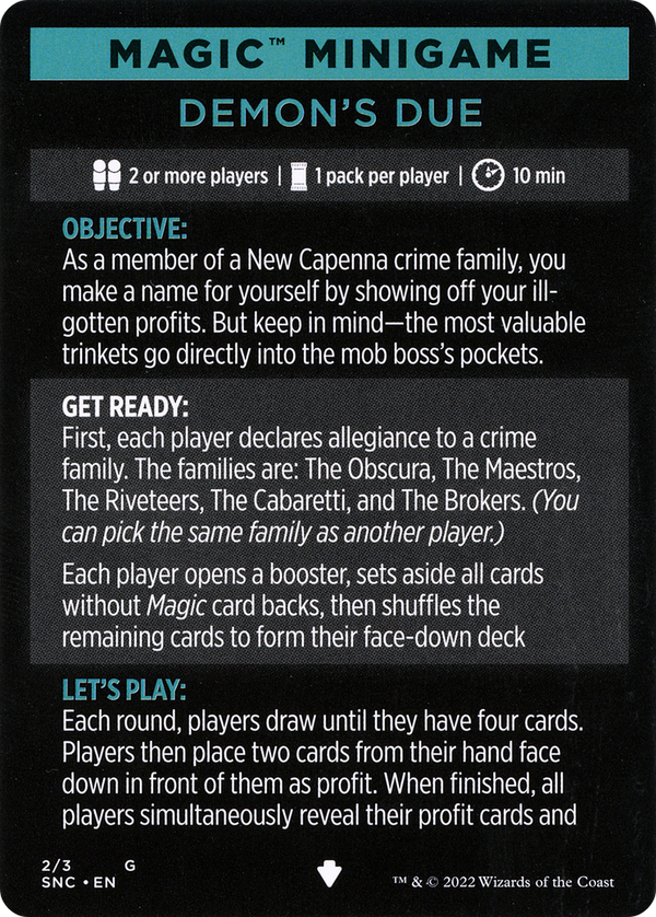 Demon's Due (minigame) // Demon's Due (cont'd) (MSNC-002) - Streets of New Capenna Minigames Foil