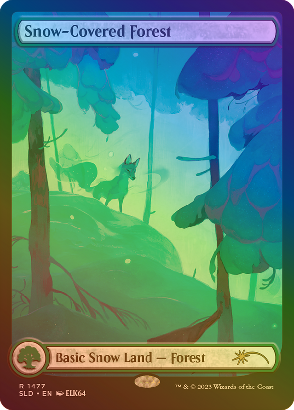 Snow-Covered Forest (1477) (Rainbow Foil) (SLD-1477★) - Secret Lair Drop: (Full Art) Foil
