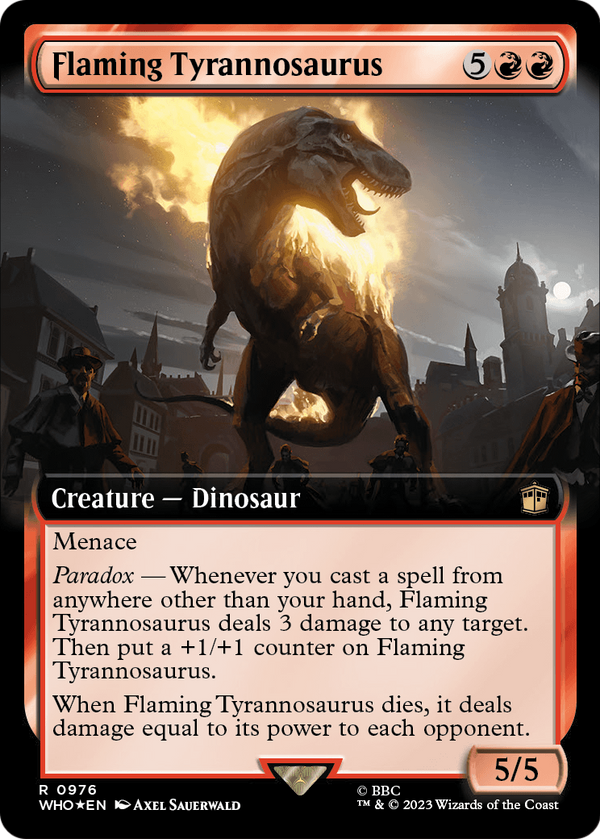 Flaming Tyrannosaurus (Extended Art) (Surge Foil) (WHO-976) - Doctor Who: (Extended Art) Foil