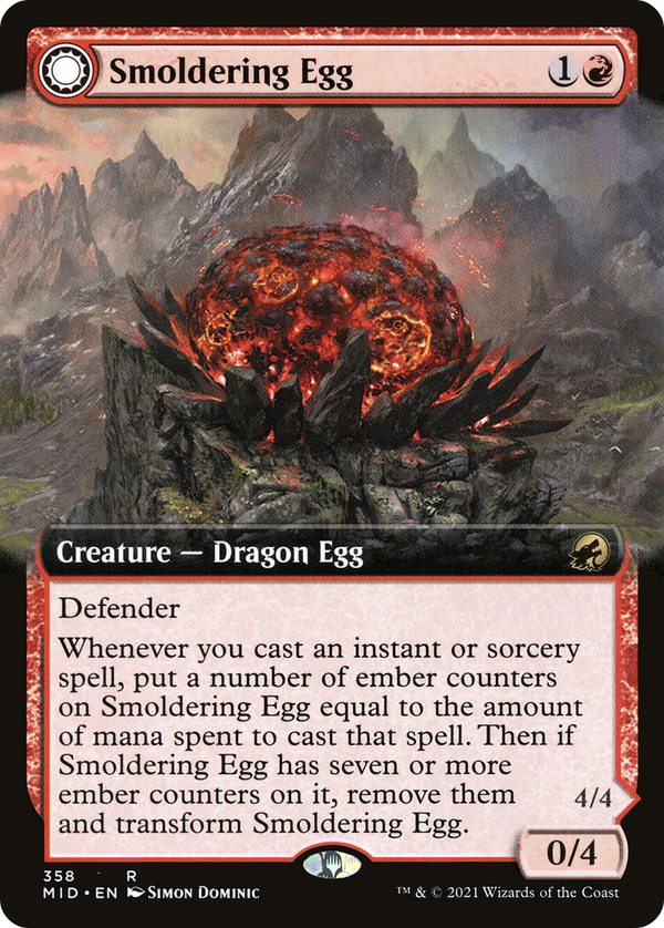 Smoldering Egg (Extended Art) (MID-358) - Innistrad: Midnight Hunt: (Extended Art, Double Faced Transform) Foil