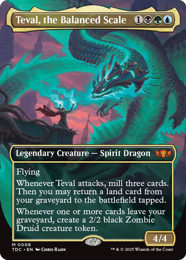 Teval, the Balanced Scale (Borderless) (TDC-008) - Commander: Tarkir: Dragonstorm Foil