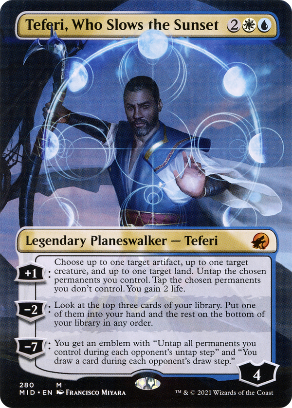 Teferi, Who Slows the Sunset (Borderless) (MID-280) - Innistrad: Midnight Hunt