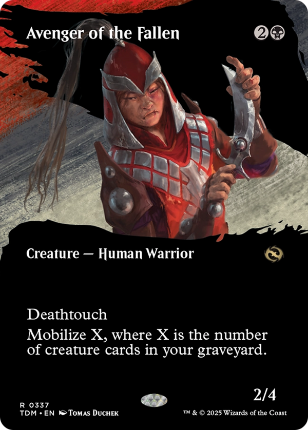 Avenger of the Fallen (Borderless) (TDM-337) - Tarkir: Dragonstorm: (Showcase) Foil