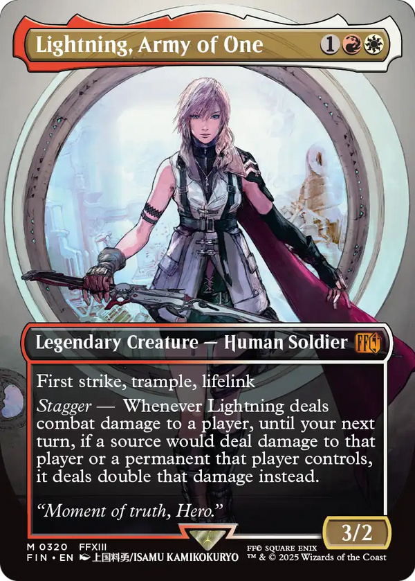 Lightning, Army of One (0320) (Borderless) (FIN-320) - FINAL FANTASY Foil