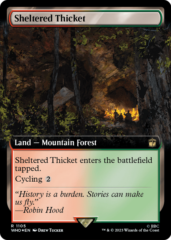 Sheltered Thicket (Extended Art) (Surge Foil) (WHO-1105) - Doctor Who: (Extended Art) Foil