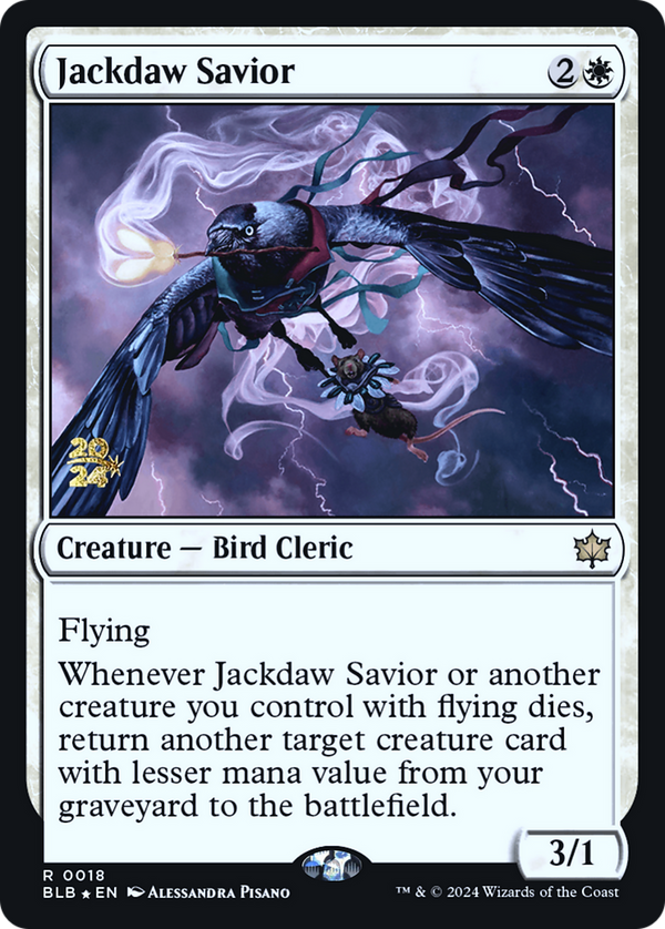 Jackdaw Savior (PRE-018) - Bloomburrow Promos Foil