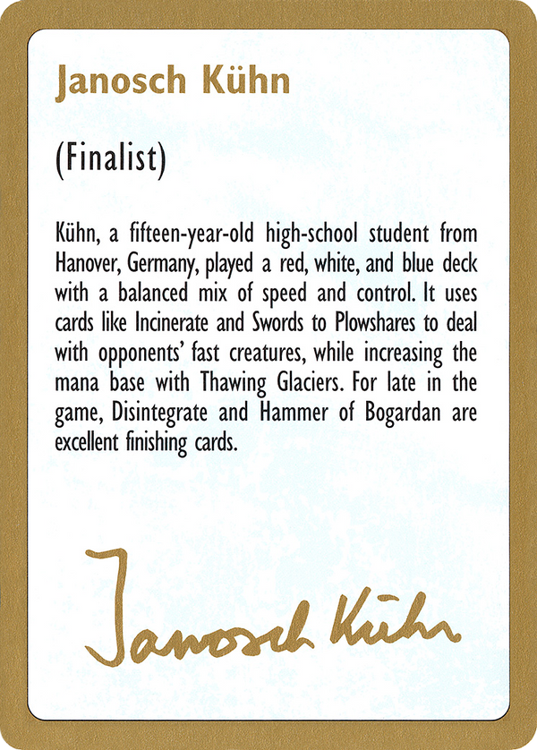1997 Janosch Kuhn Biography Card (WCD-) - World Championship Decks 1997