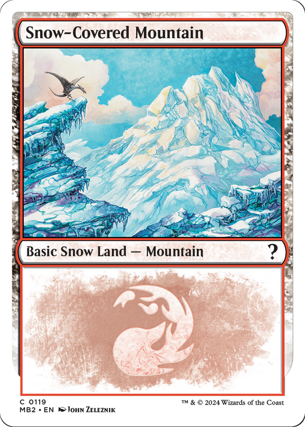 Snow-Covered Mountain (White Border) (MB2-119) - Mystery Booster 2: (snow)