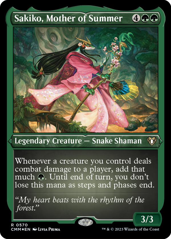 Sakiko, Mother of Summer (Foil Etched) (CMM-570) - Commander Masters Foil
