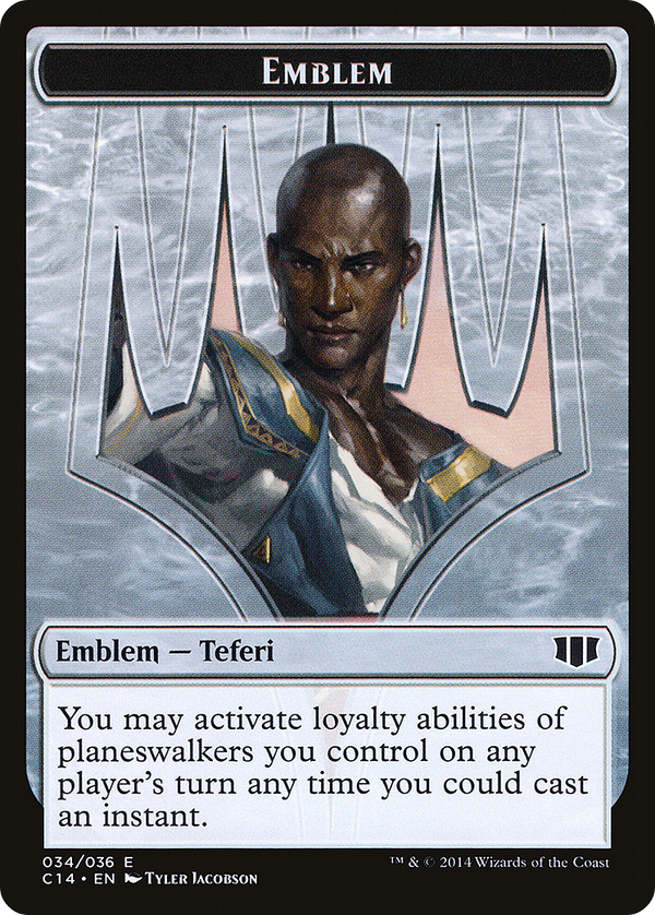 Emblem - Teferi, Temporal Archmage // Zombie (Blue) Token (C14-34 // 11) - Commander 2014 Tokens