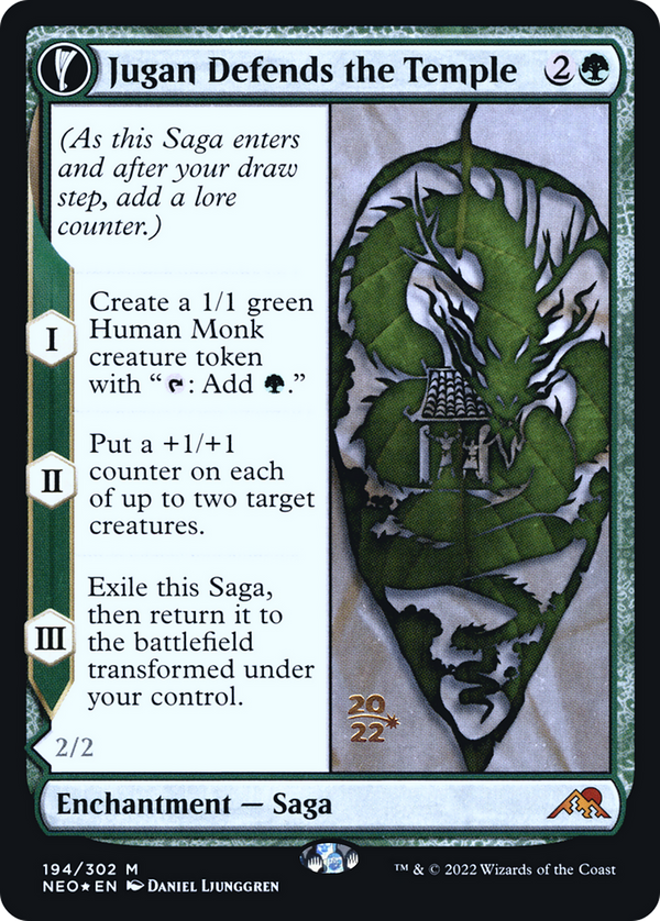 Jugan Defends the Temple (PRE-194) - Kamigawa: Neon Dynasty Promos: (fandfc, enchantment) Foil