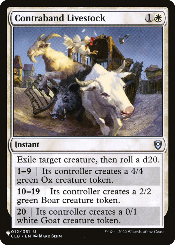 Contraband Livestock (LIST-CLB-12) - The List