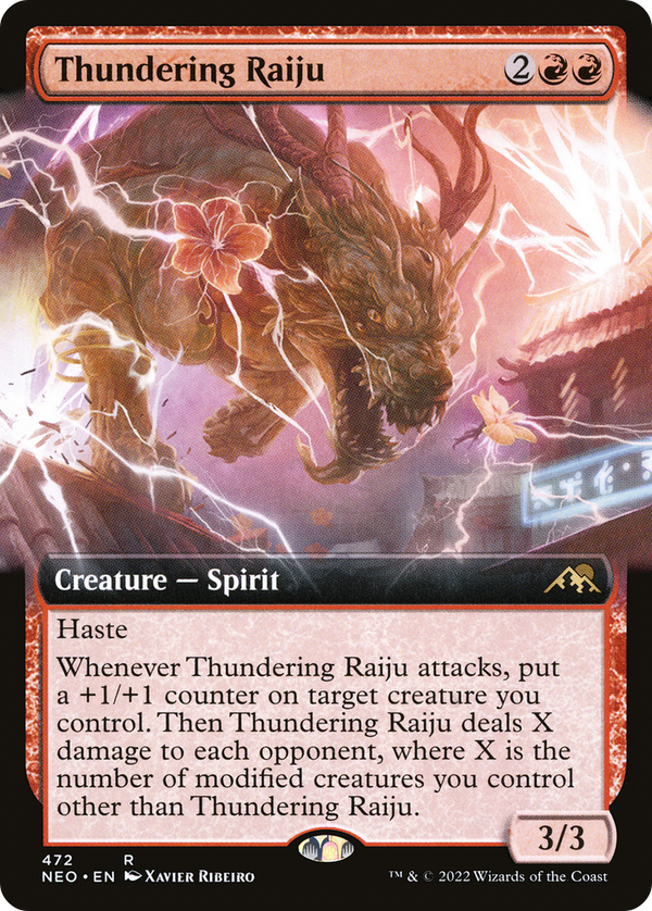 Thundering Raiju (Extended Art) (NEO-472) - Kamigawa: Neon Dynasty: (Extended Art)