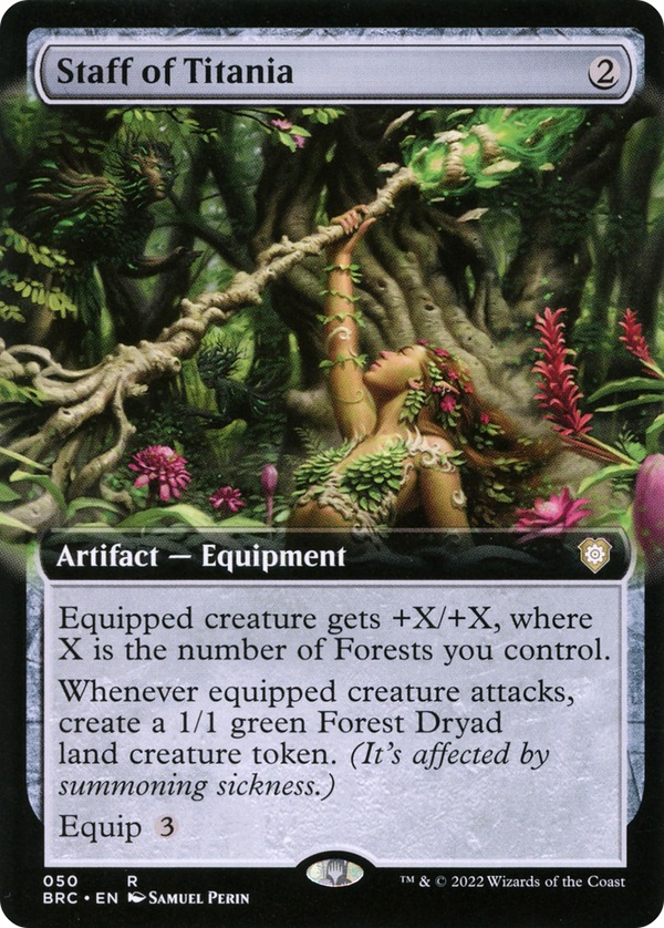 Staff of Titania (Extended Art) (BRC-050) - The Brothers' War Commander: (Extended Art)