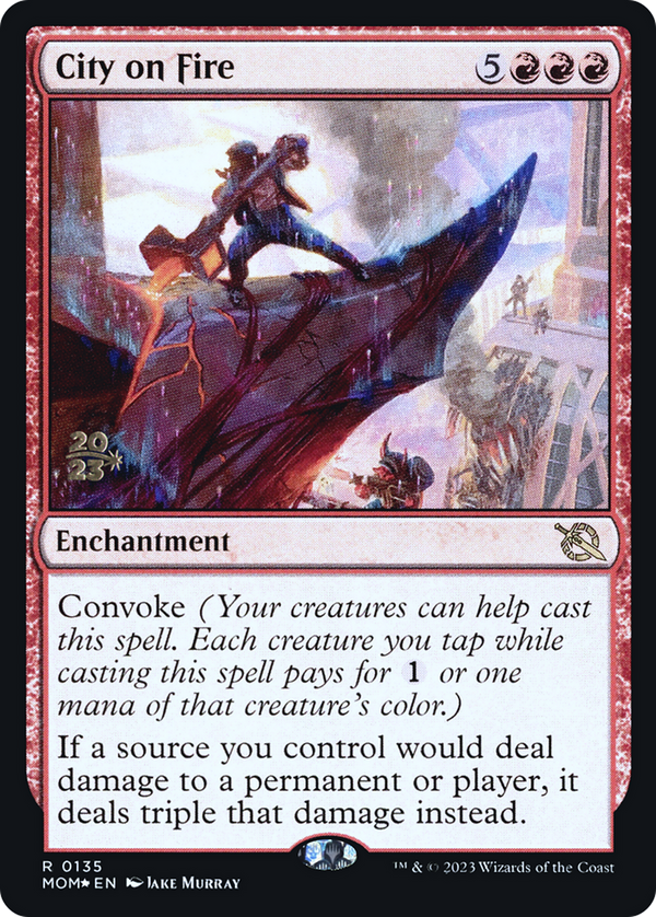City on Fire (PRE-135) - March of the Machine Promos Foil
