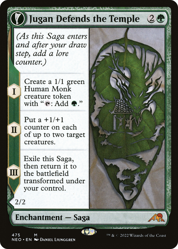 Jugan Defends the Temple (Extended Art) (NEO-475) - Kamigawa: Neon Dynasty: (Extended Art, fandfc, enchantment)
