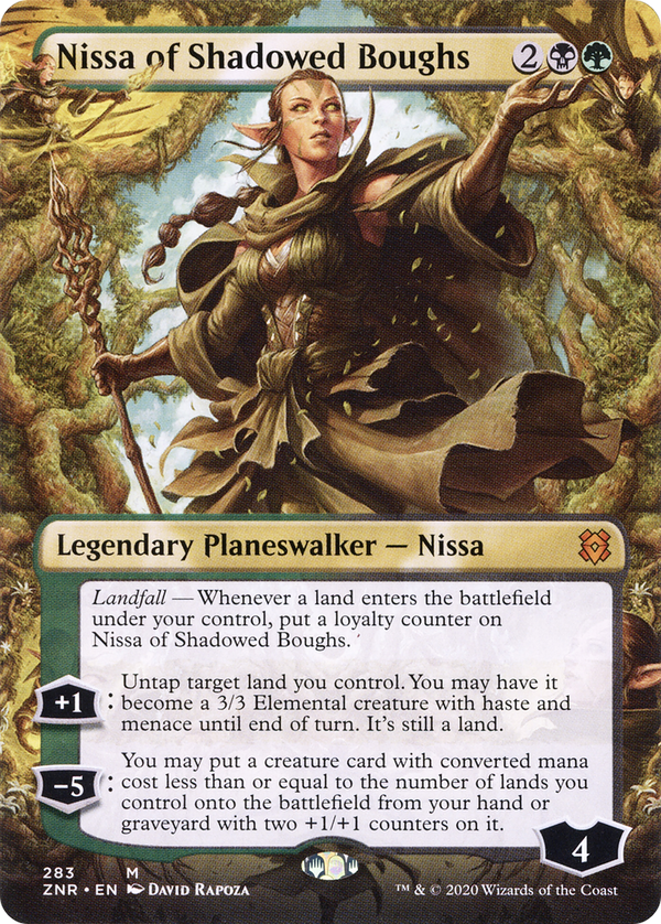 Nissa of Shadowed Boughs (Borderless) (ZNR-283) - Zendikar Rising (Borderless) Foil
