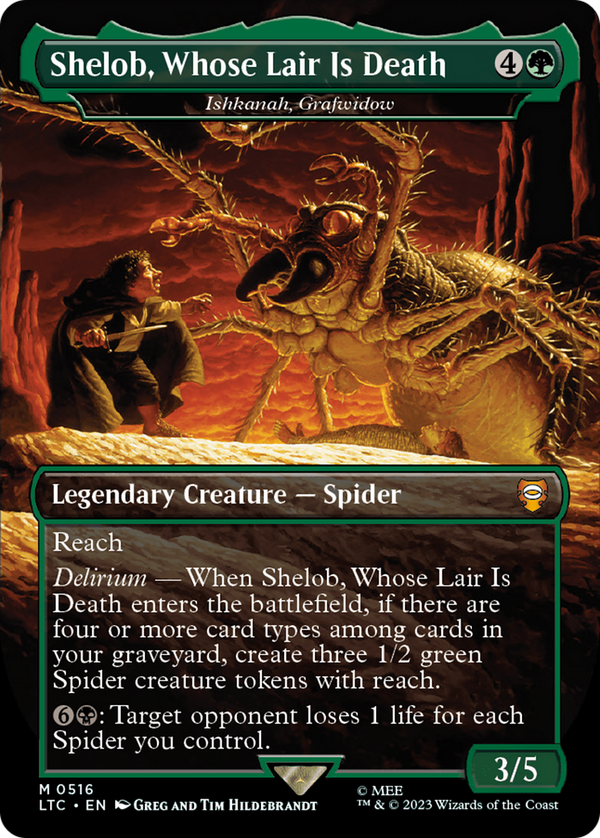 Shelob, Whose Lair Is Death - Ishkanah, Grafwidow (Borderless) (LTC-516) - Tales of Middle-earth Commander / Shelob, Whose Lair Is Death Foil