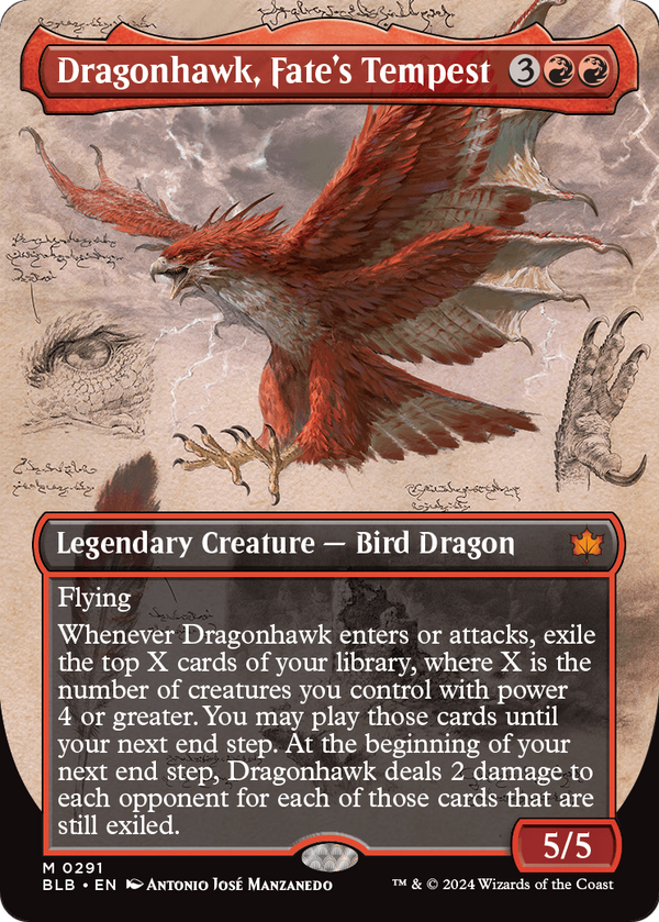 Dragonhawk, Fate's Tempest (Borderless) (BLB-291) - Bloomburrow: (Showcase) Foil