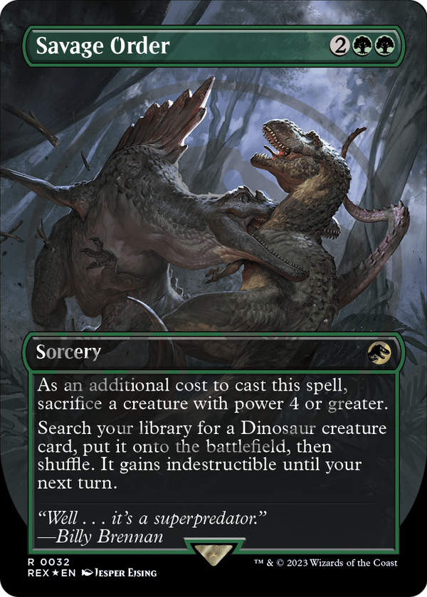 Savage Order (Borderless) (Emblem) (REX-032) - Jurassic World Collection Foil