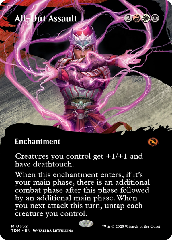 All-Out Assault (Borderless) (TDM-352) - Tarkir: Dragonstorm: (Showcase, enchantment)