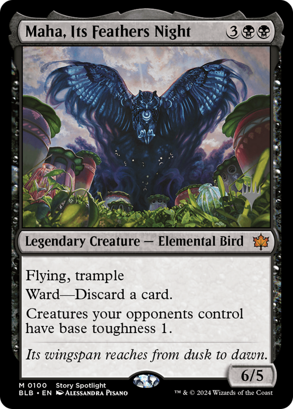 Maha, Its Feathers Night (PPBLB-100) - Bloomburrow Promos