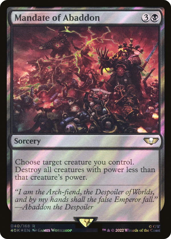 Mandate of Abaddon (Surge Foil) (40K-040) - Warhammer 40,000 Commander Foil