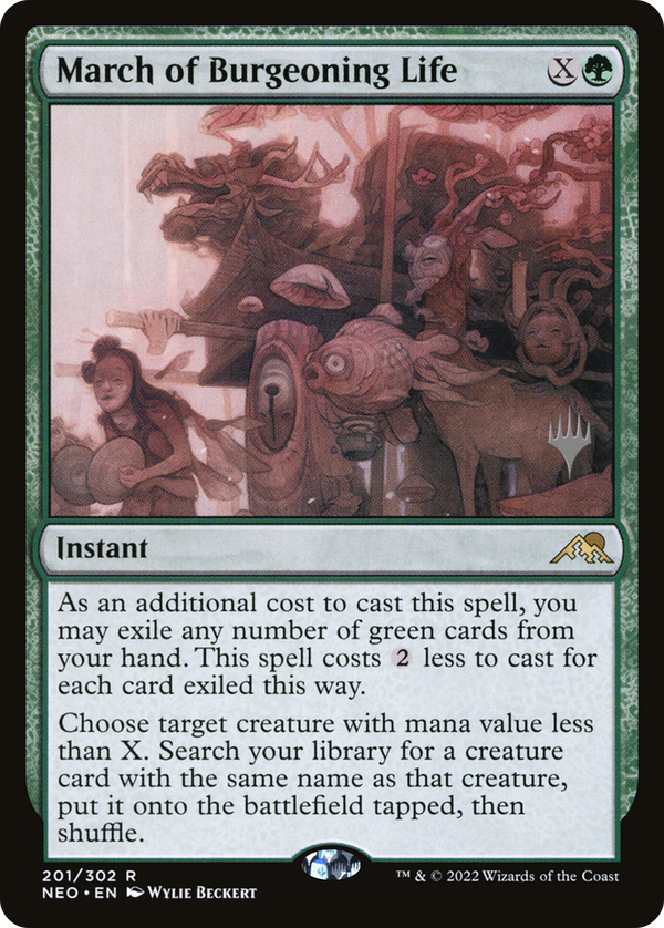March of Burgeoning Life (PPNEO-201) - Kamigawa: Neon Dynasty Promos Foil