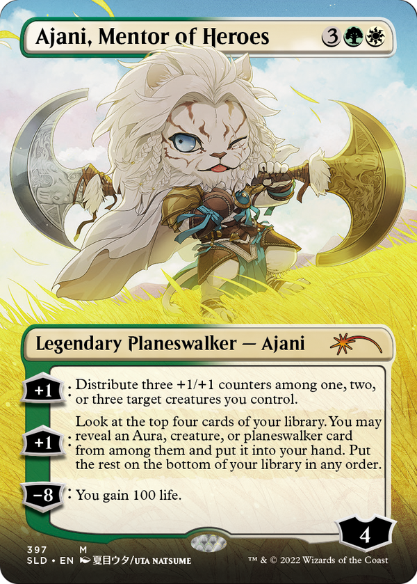 Ajani, Mentor of Heroes (Borderless) (SLD-397) - Secret Lair Drop (Borderless) Foil
