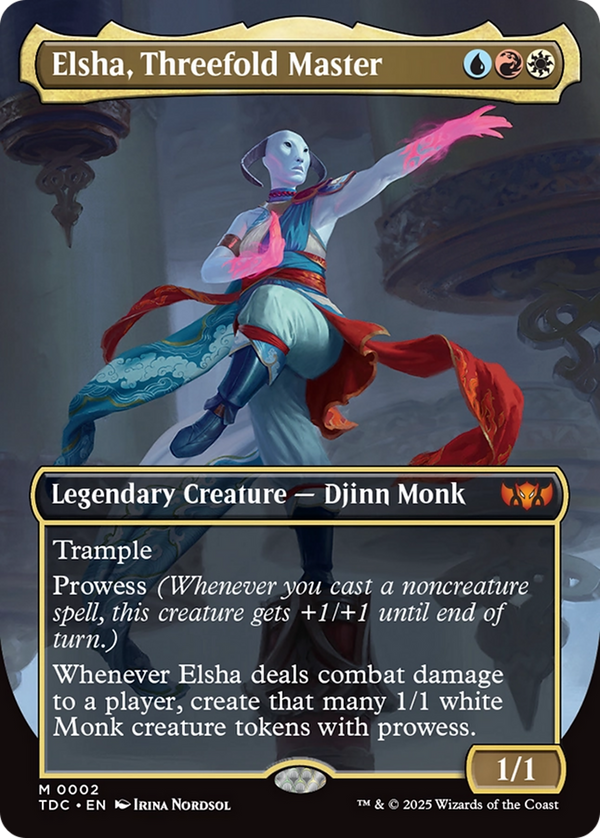 Elsha, Threefold Master (Borderless) (TDC-002) - Commander: Tarkir: Dragonstorm Foil