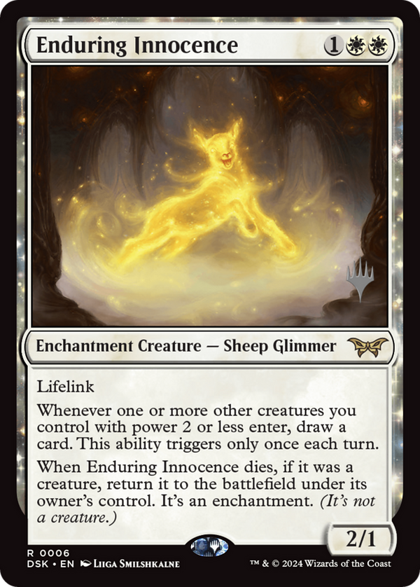 Enduring Innocence (PPDSK-006) - Duskmourn: House of Horror Promos: (enchantment) Foil