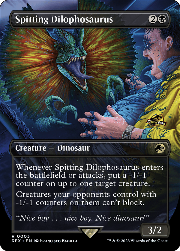 Spitting Dilophosaurus (Borderless) (REX-003) - Jurassic World Collection Foil