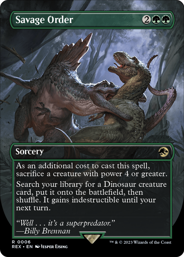 Savage Order (Borderless) (REX-006) - Jurassic World Collection Foil