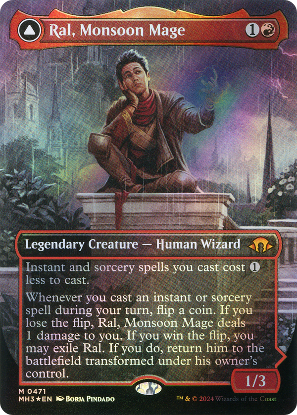 Ral, Monsoon Mage (Borderless) (Textured Foil) (MH3-471) - Modern Horizons 3 Foil