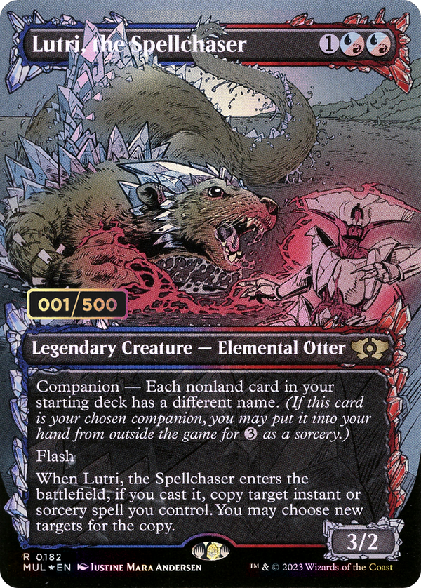 Lutri, the Spellchaser (Serial Numbered) (MUL-182) - Multiverse Legends: (Showcase) (Borderless) Foil