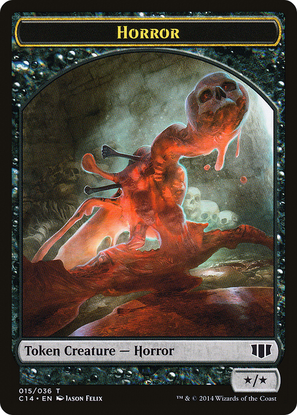 Horror // Zombie (Black) Double-sided Token (C14-15 // 16) - Commander 2014 Tokens