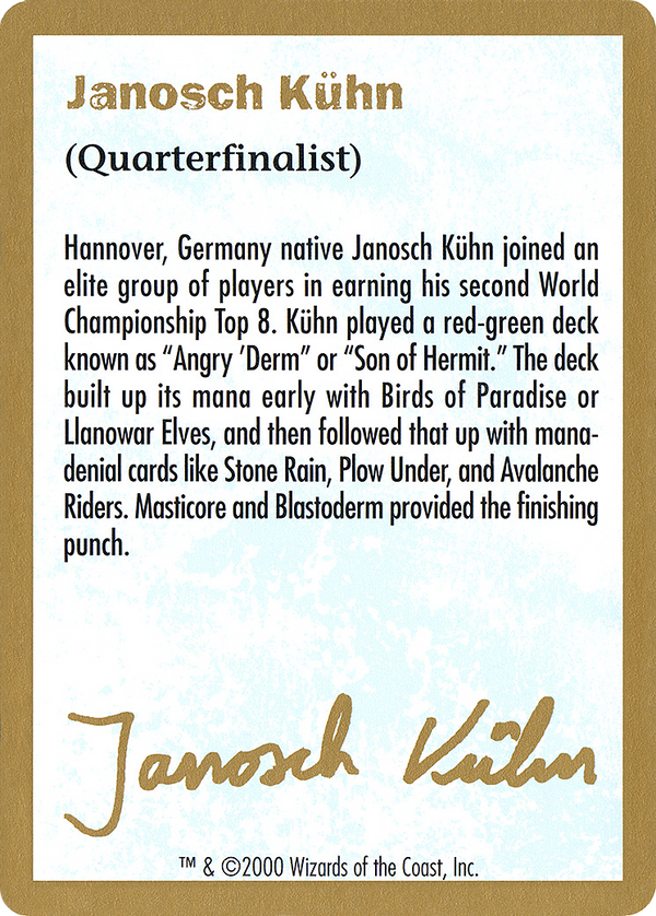 2000 Janosch Kuhn Biography Card (WCD-) - World Championship Decks 2000